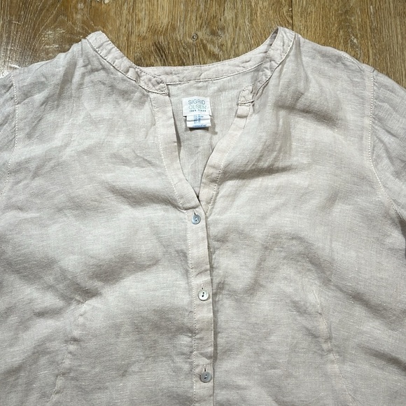 Sigrid Olsen 100% Linen Tunic Button Down Shirt Women's Medium M Pockets EUC - Picture 2 of 12
